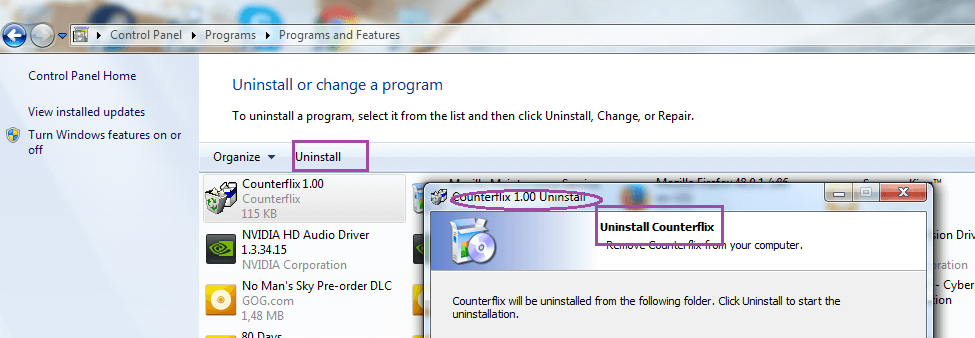 Remove Counterflix Virus how to