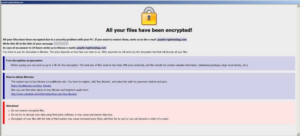 paydecryption@qq.com -Ransomware paydecryption@qq.com -Ransomware removal