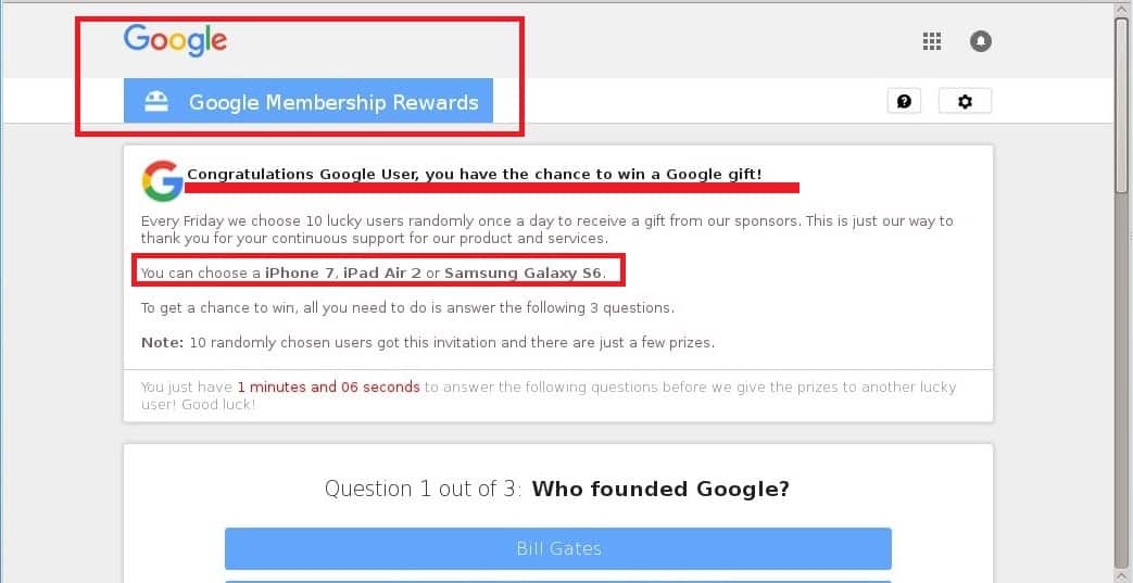 Remove Google Membership Rewards Scam