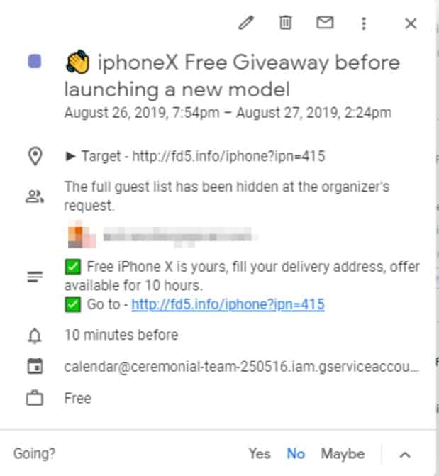 Remove iPhone X Calendar Spam